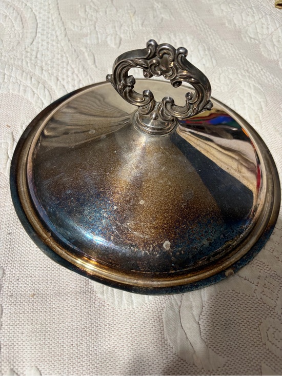 Other - Vintage Ornate Silver-Tone Serving Lid with Scroll Handle see photos